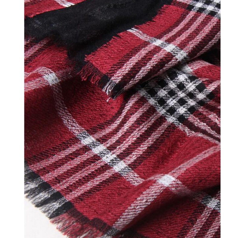 Soft Wool Scarves Red Plaid Women Winter Pashmina Scarf